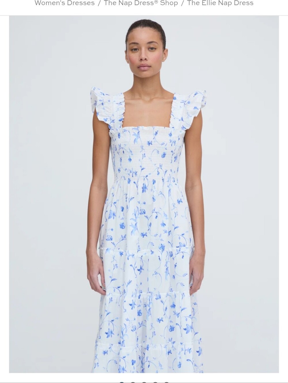 Hill House Ellie Nap Dress — White with Blue Floral Maxi XXXL NWT